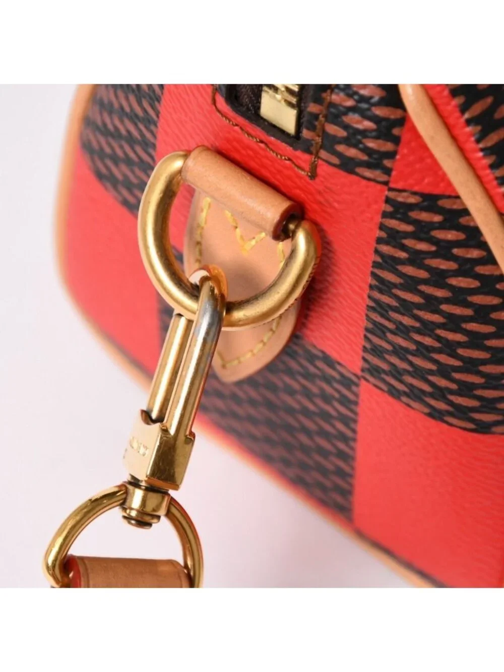 Louis Vuitton Speedy Bandouliere 18 Rouge Damier Pop Brown Red Handbag
